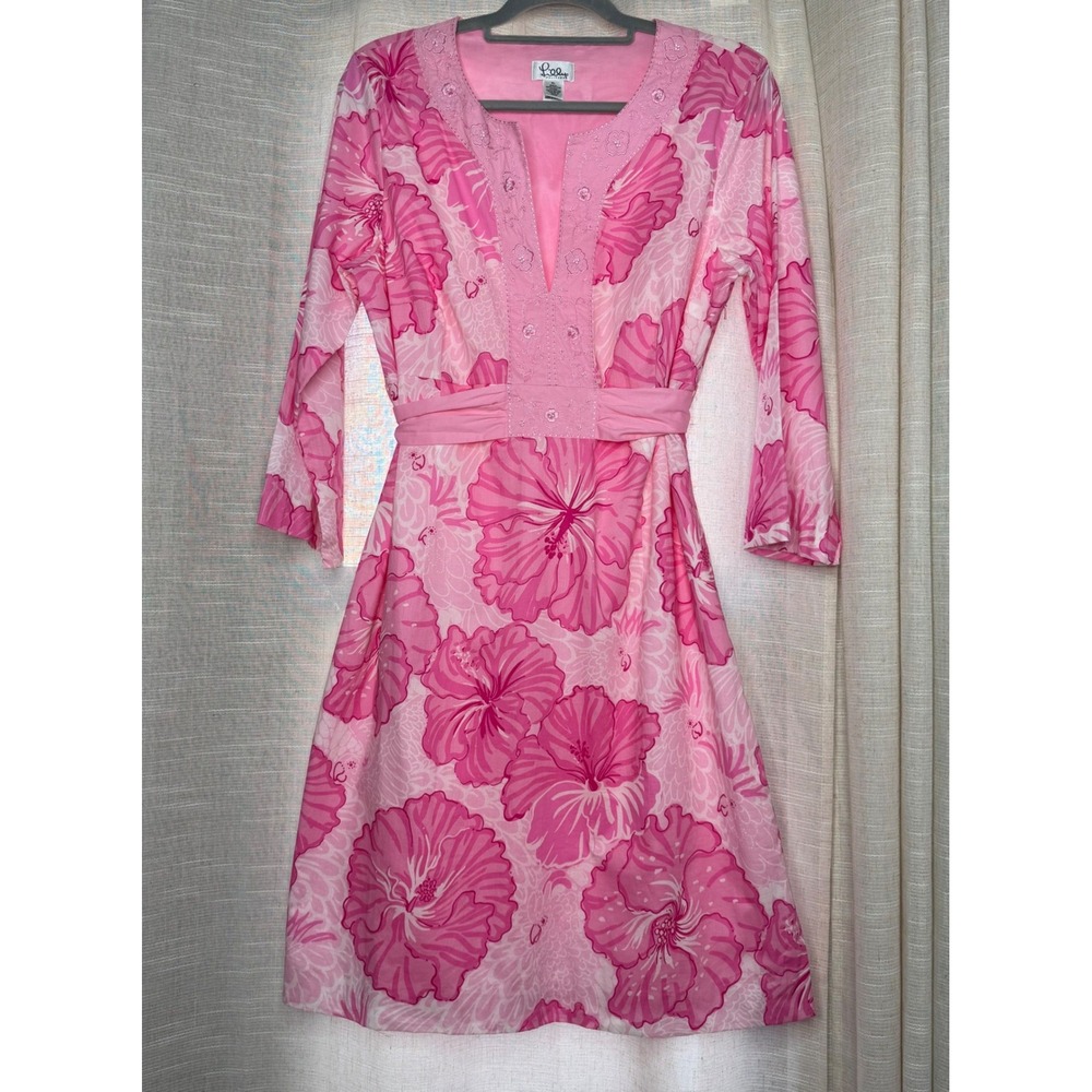 Lilly Pulitzer Pink Floral Midi Dress - 100% Cotton